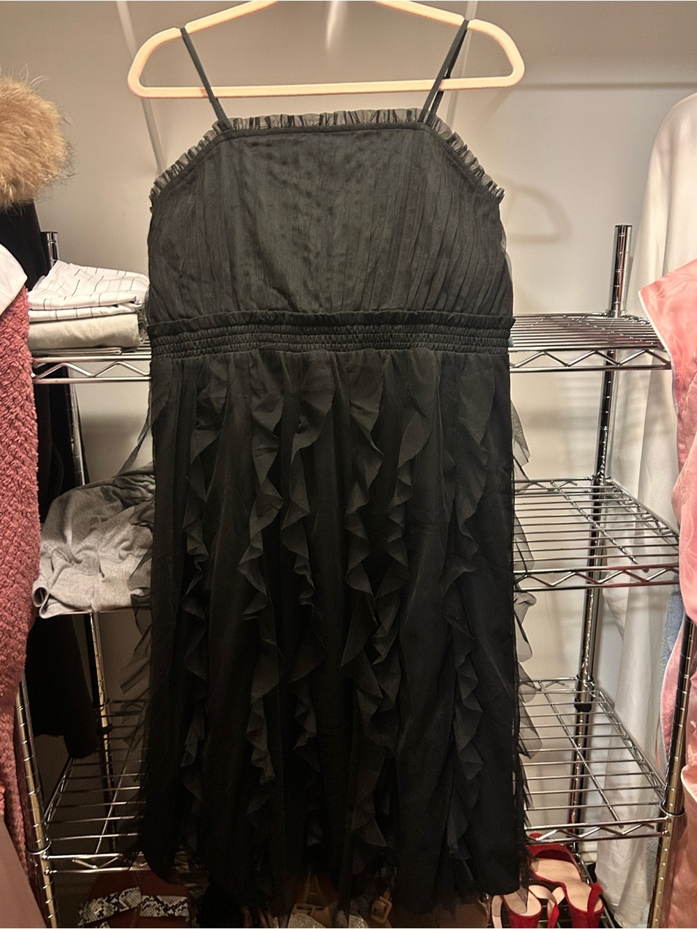 The Letter Black Strapless Ruffle Layered Cocktail Dress
